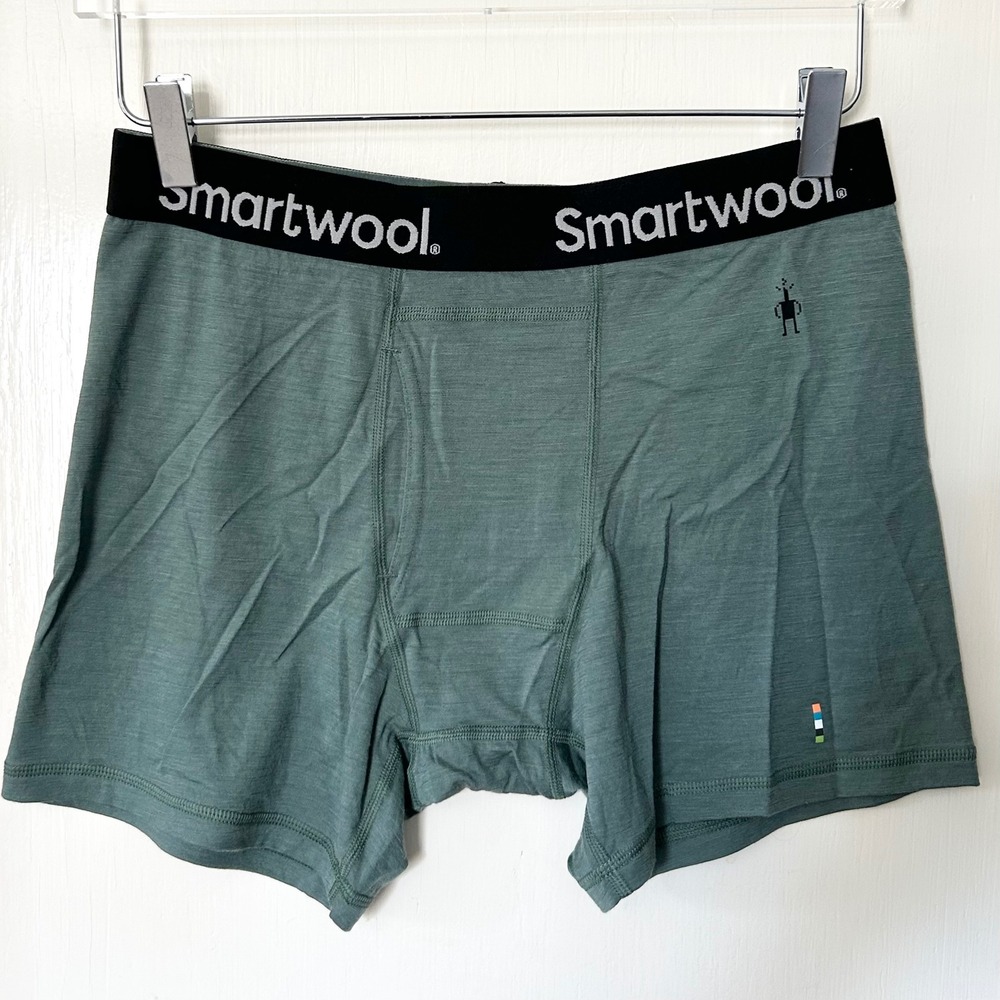 NWT Smartwool Men's Merino Boxer Brief Sage Green M Outdoors Base Layer Casual